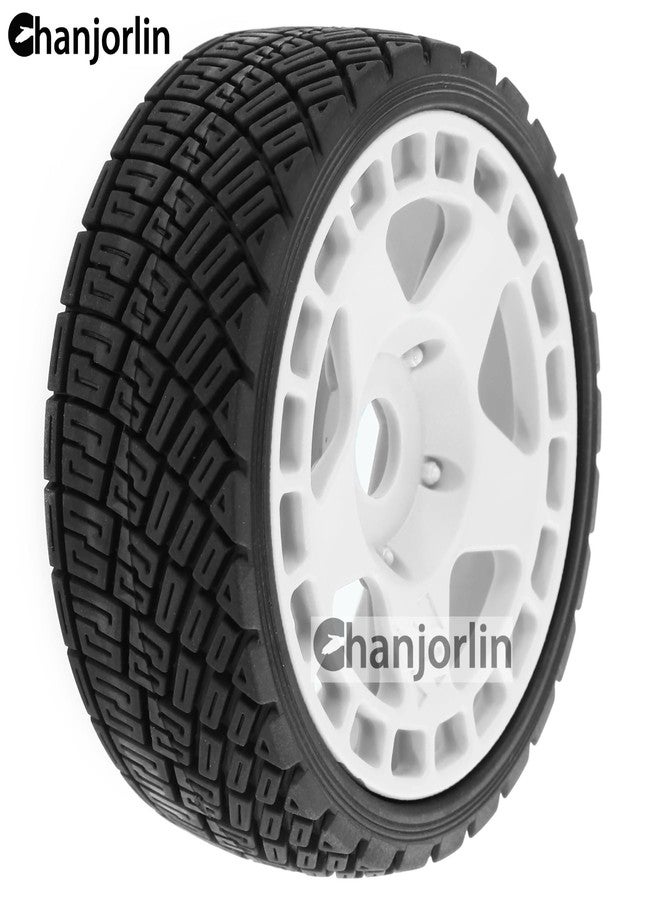 Chanjorlin 1/8 1/7 RC On Road Tires and Hard Plastic Rally Racing Wheels 17mm Hex Touring Tyres OD 3.94'' for 1:8 1:7 Street Drift Car ARRMA Losi Kyosho GT2 W10 Tamiya HPI WR8 HSP 4PCS (White) - Image 3